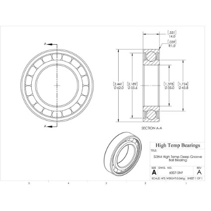 Picture of 35mm 6007 High Temperature 800 °C Ceramic Bearing