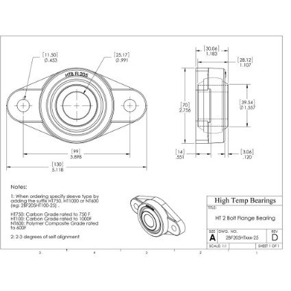 Picture of 25mm 750 °F Carbon 2 Bolt Flange Bearing