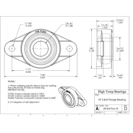 Picture of 30mm 750 °F Carbon 2 Bolt Flange Bearing