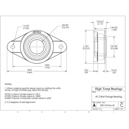 Picture of 60mm 750 °F Carbon 2 Bolt Flange Bearing