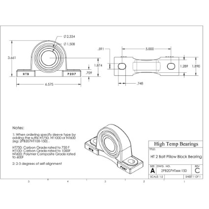 Picture of 1-1/2" 750 °F Carbon Pillow Block Bearing