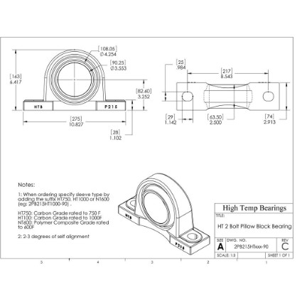 Picture of 90mm 1000 °F Carbon Pillow Block Bearing