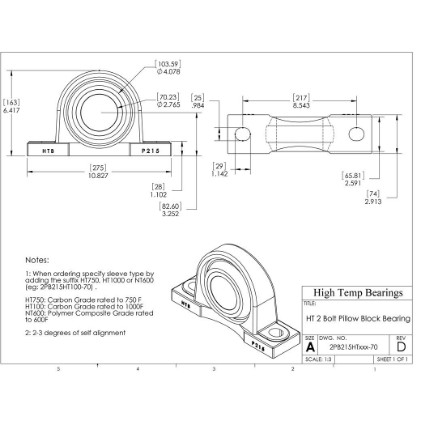 Picture of 70mm 750 °F Carbon Pillow Block Bearing
