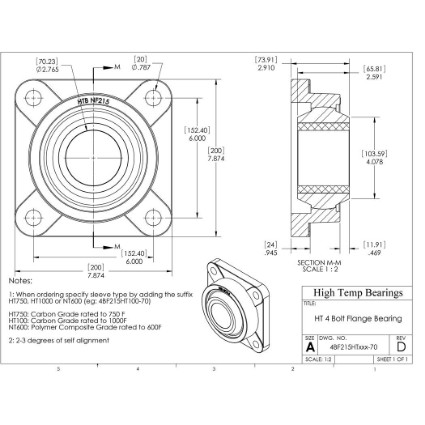 Picture of 70mm 750 °F Carbon 4 Bolt Flange Bearing
