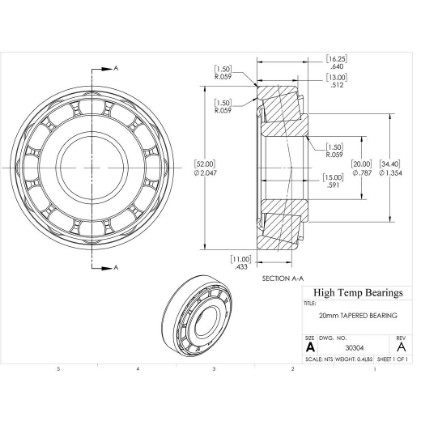 Picture of 20mm Tapered Bearing 30304