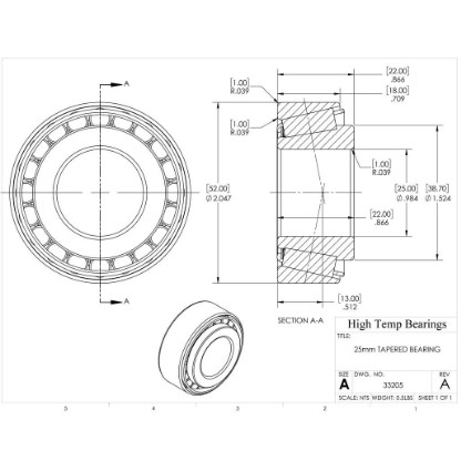 Picture of 25mm Tapered Bearing 33205