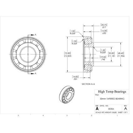 Picture of 30mm Tapered Bearing 30306