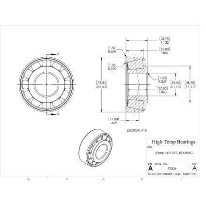 Picture of 30mm Tapered Bearing 32306