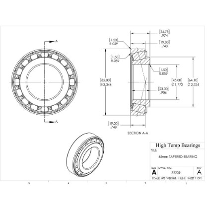 Picture of 45mm Tapered Bearing 32209