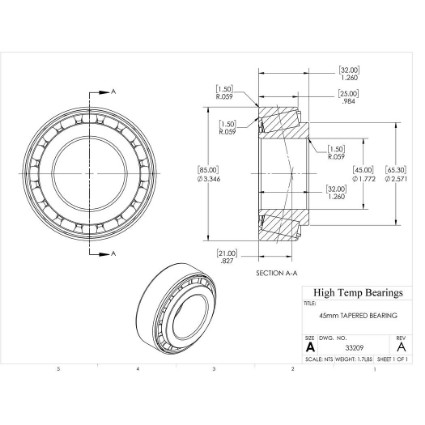 Picture of 45mm Tapered Bearing 33209