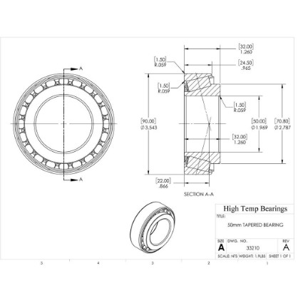 Picture of 50mm Tapered Bearing 33210