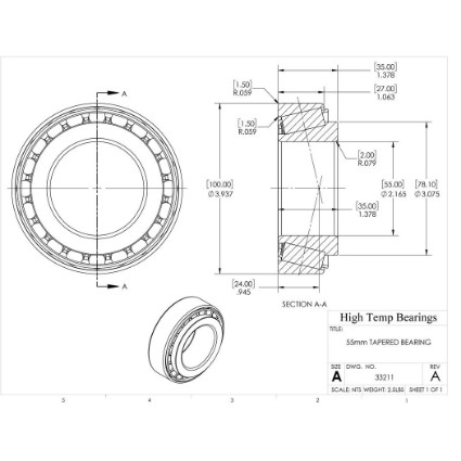 Picture of 55mm Tapered Bearing 33211