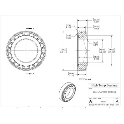 Picture of 75mm Tapered Bearing 32215