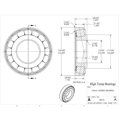 Picture of 75mm Tapered Bearing 30315