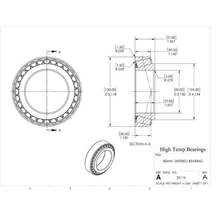Picture of 80mm Tapered Bearing 33116