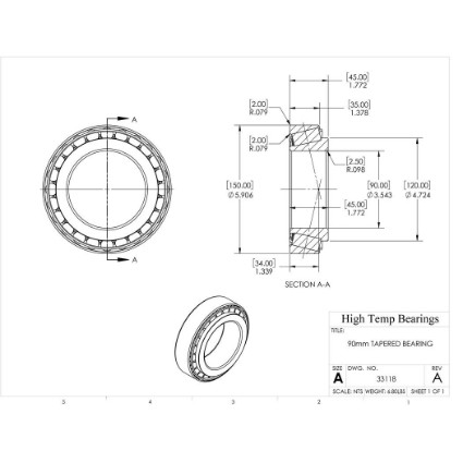 Picture of 90mm Tapered Bearing 33118