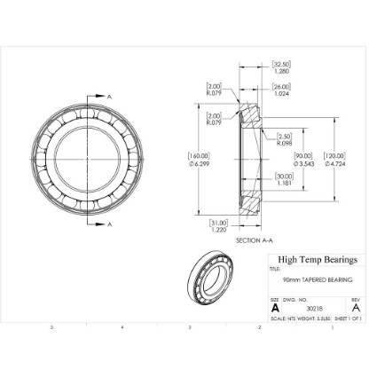 Picture of 90mm Tapered Bearing 30218