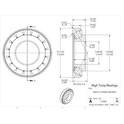 Picture of 100mm Tapered Bearing 31320X