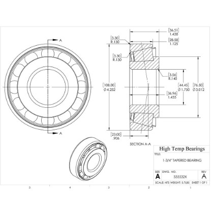 Picture of 1-3/4" Tapered Bearing 535532X