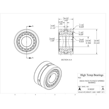 Picture of 25mm Face to Face Tapered Bearing