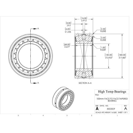 Picture of 100mm Face to Face Tapered Bearing