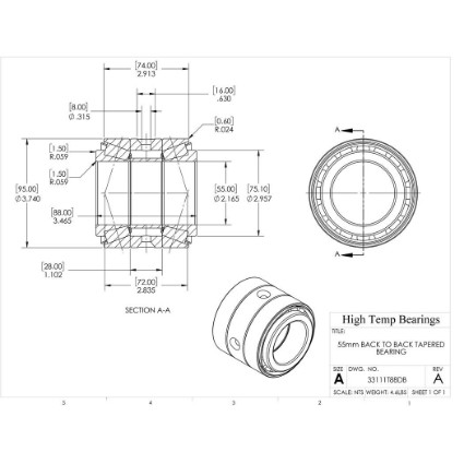 Picture of 55mm Back to Back Tapered Bearing 33111T88DB