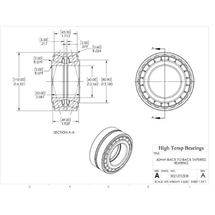 Picture of 60mm Back to Back Tapered Bearing 30212T53DB