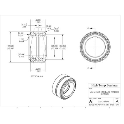 Picture of 65mm Back to Back Tapered Bearing 33013T60DB