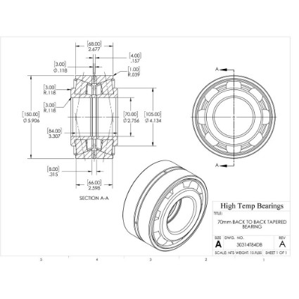 Picture of 70mm Back to Back Tapered Bearing 30314T84DB