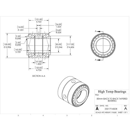 Picture of 85mm Back to Back Tapered Bearing 33217T145DB