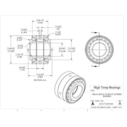 Picture of 85mm Back to Back Tapered Bearing 31317T13319DB