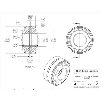 Picture of 100mm Back to Back Tapered Bearing 31320T125XDB