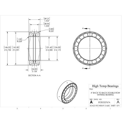Picture of 4" Back to Back Double Row Tapered Bearing