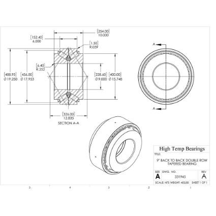 Picture of 9" Back to Back Double Row Tapered Bearing