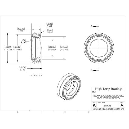 Picture of 260mm Back to Back Double Row Tapered Bearing
