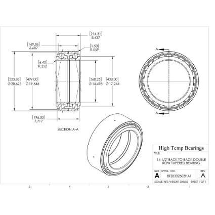 Picture of 14-1/2" Back to Back Double Row Tapered Bearing