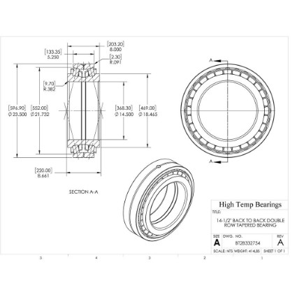 Picture of 14-1/2" Back to Back Double Row Tapered Bearing BT2B332754