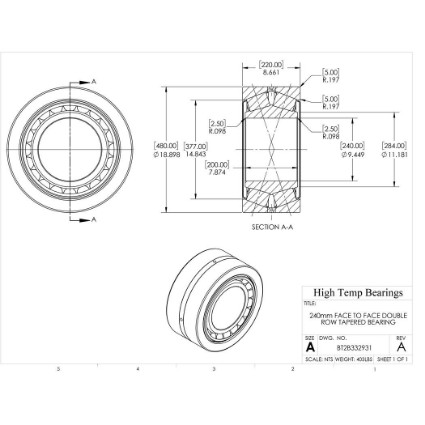 Picture of 240mm Face to Face Double Row Tapered Bearing