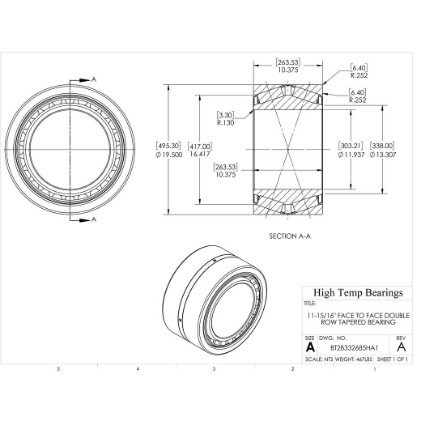 Picture of 11-15/16" Face to Face Double Row Tapered Bearing