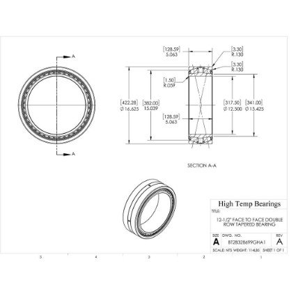 Picture of 12" Face to Face Double Row Tapered Bearing BT2B328699GHA1