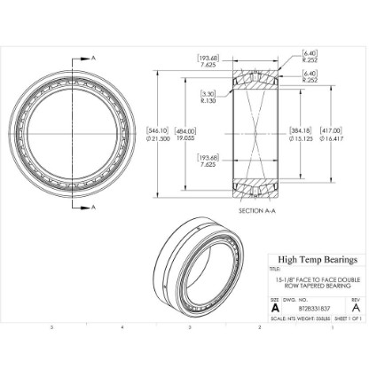 Picture of 15-1/8" Face to Face Double Row Tapered Bearing BT2B331837