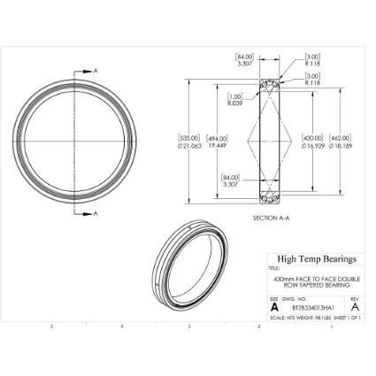 Picture of 430mm Face to Face Double Row Tapered Bearing