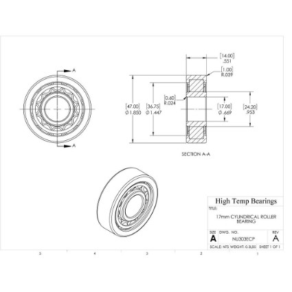 Picture of 17mm Cylindrical Roller Bearing NU303ECP