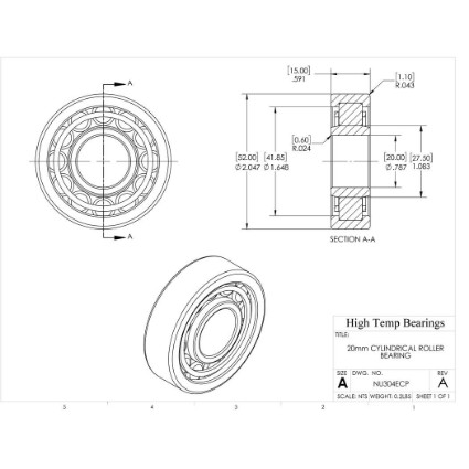 Picture of 20mm Cylindrical Roller Bearing NU304ECP