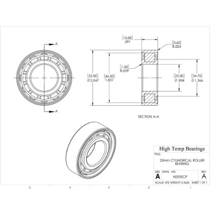 Picture of 25mm Cylindrical Roller Bearing N205ECP