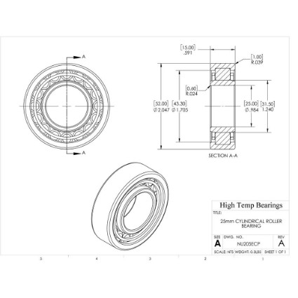 Picture of 25mm Cylindrical Roller Bearing NU205ECP