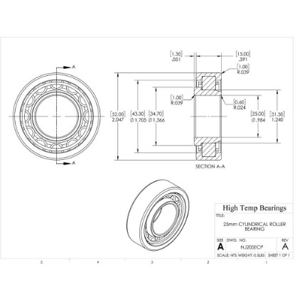 Picture of 25mm Cylindrical Roller Bearing NJ205ECP