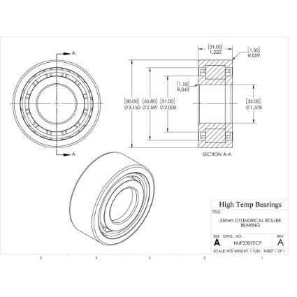 Picture of 35mm Cylindrical Roller Bearing NUP2307ECP
