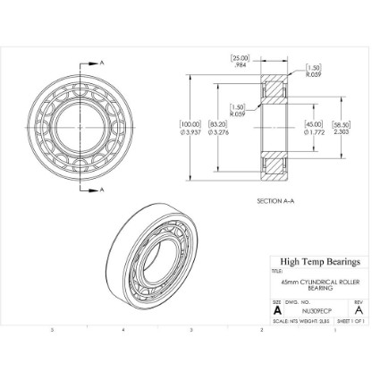 Picture of 45mm Cylindrical Roller Bearing NU309ECP