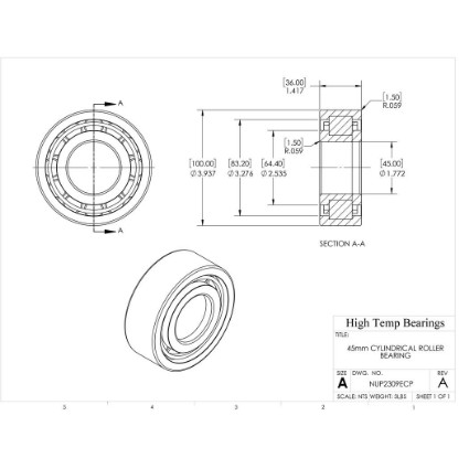 Picture of 45mm Cylindrical Roller Bearing NUP2309ECP